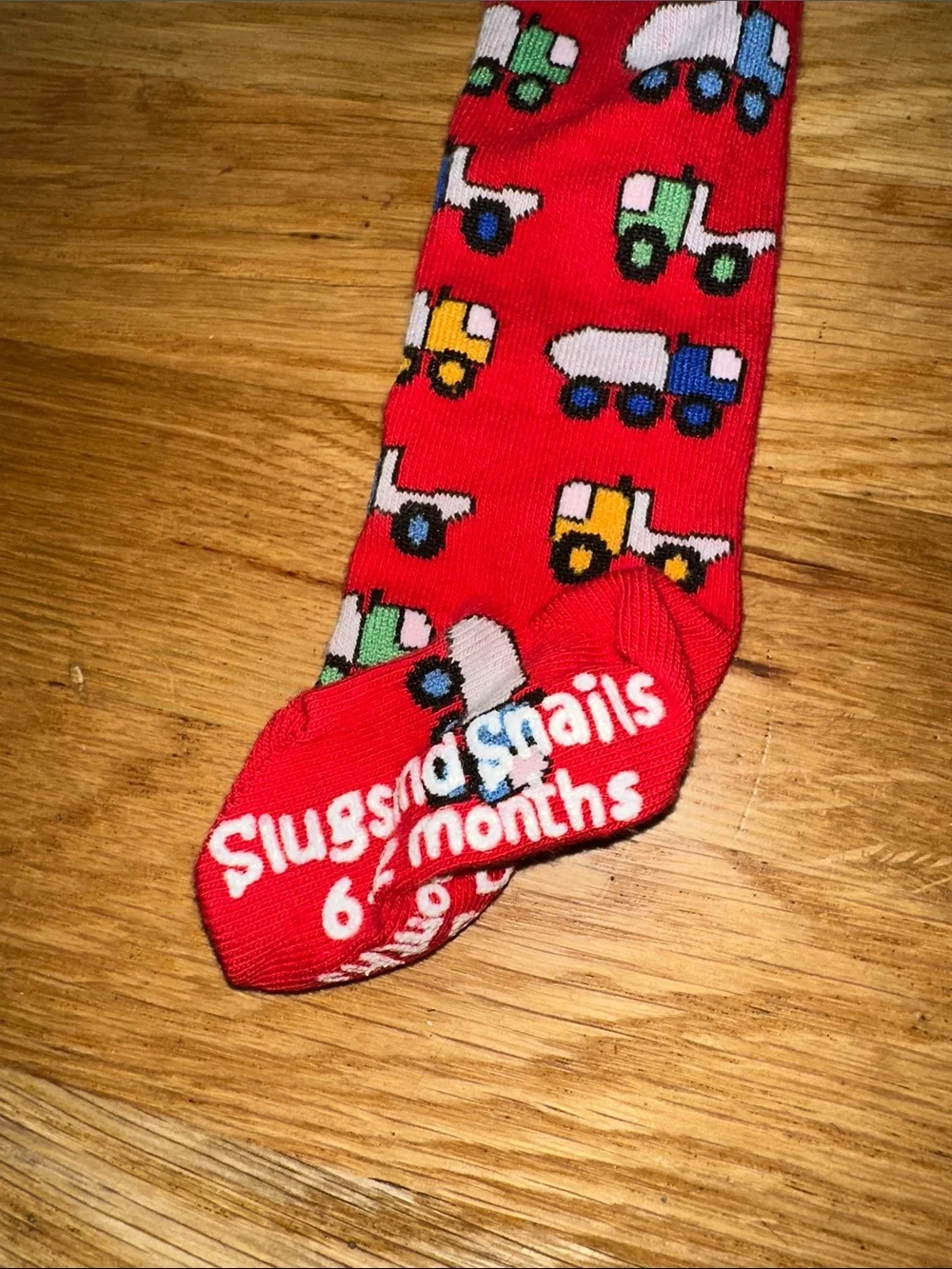 Slugs & Snails Red and Trucks 🛻 Pattern Tights sz 6-12mos